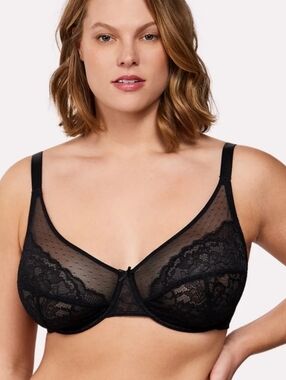 Brand New Hsia Life Enchante Black Lace Underwire Bra New 32DD